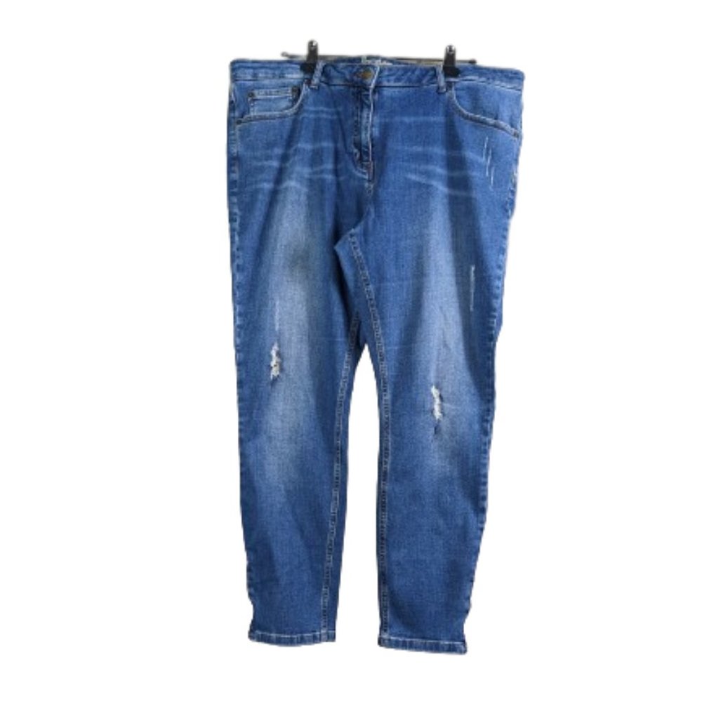 Boden Blue Jeans skinny Distressed cropped High Rise Ankle zip Size 14R